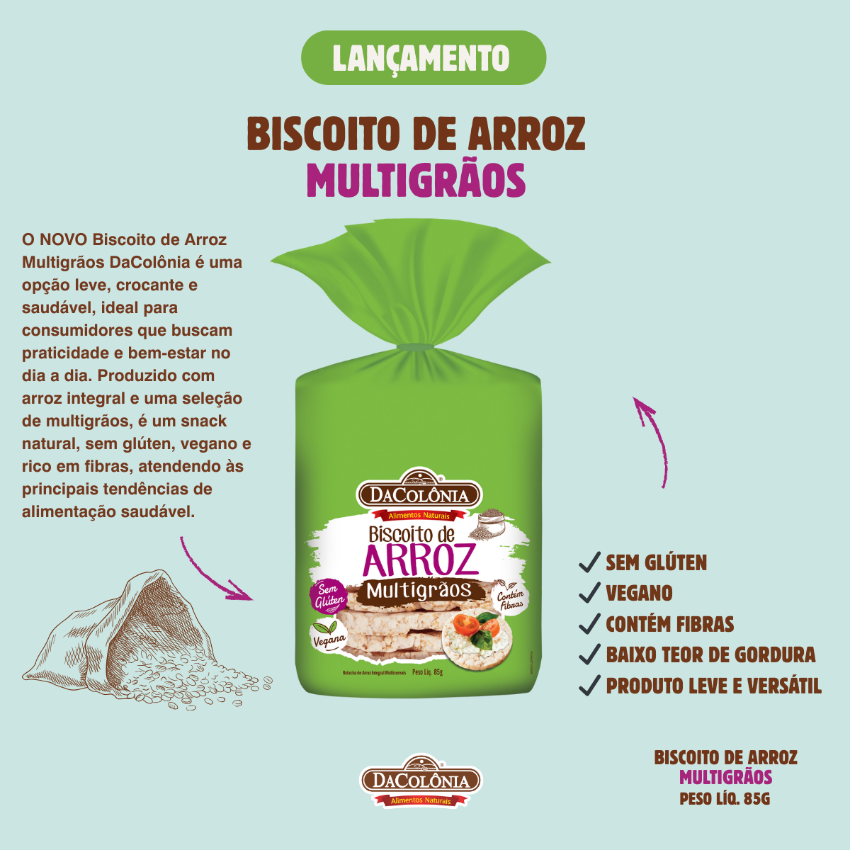 Lamina biscoito de arroz multigrãos