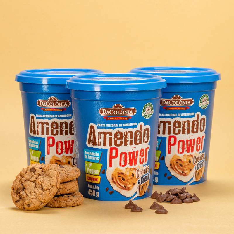 Pasta de Amendoim Amendo Power com Cookies & Cream 450g DaColônia - Loja  virtual DaColônia Alimentos Naturais