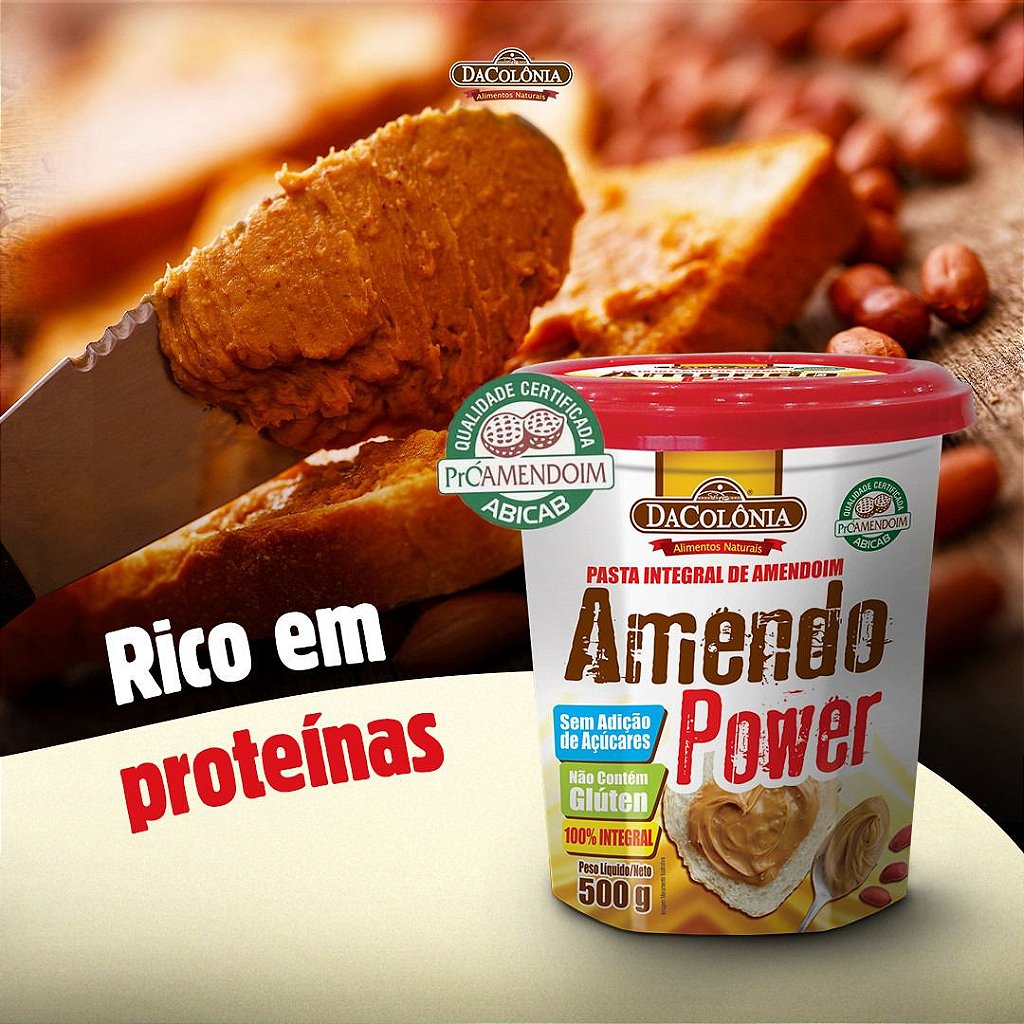 Pasta Integral de Amendoim Amendo Power 500g DaColônia - Loja virtual  DaColônia Alimentos Naturais