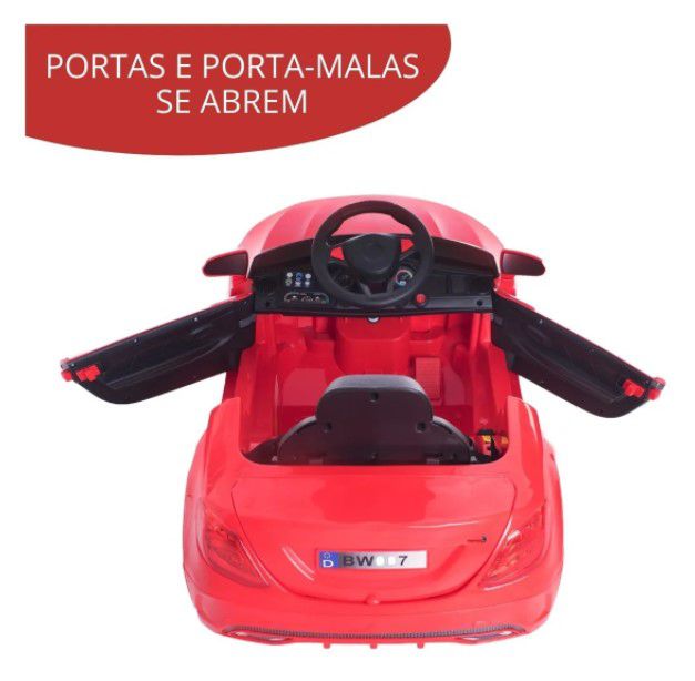 MINI CARRO ELETRICO IMPORTWAY BW097VM INFANTIL VERMELHO C