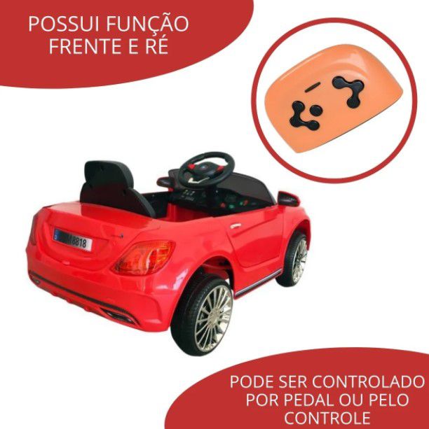 MINI CARRO ELETRICO IMPORTWAY BW097VM INFANTIL VERMELHO C