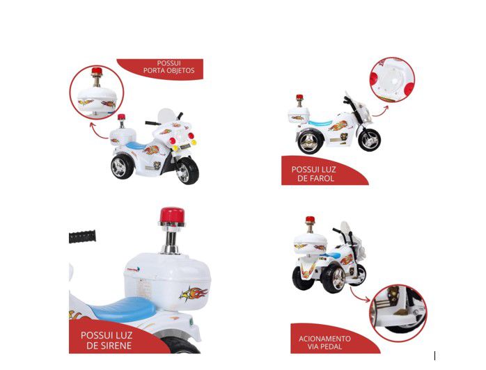 Mini Moto Elétrica Infantil Vermelha BW044VM