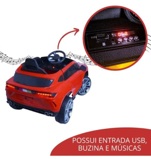 Mini Carro Elétrico Infantil Com Controle Remoto Vermelho BW028VM