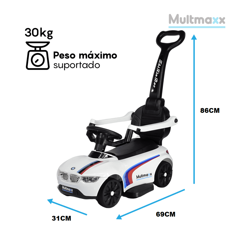 Carrinho de Passeio infantil com Empurrador Branco Multmaxx MTX076