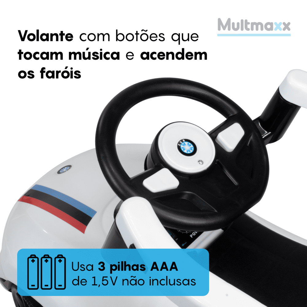 Carrinho de Passeio infantil com Empurrador Branco Multmaxx MTX076