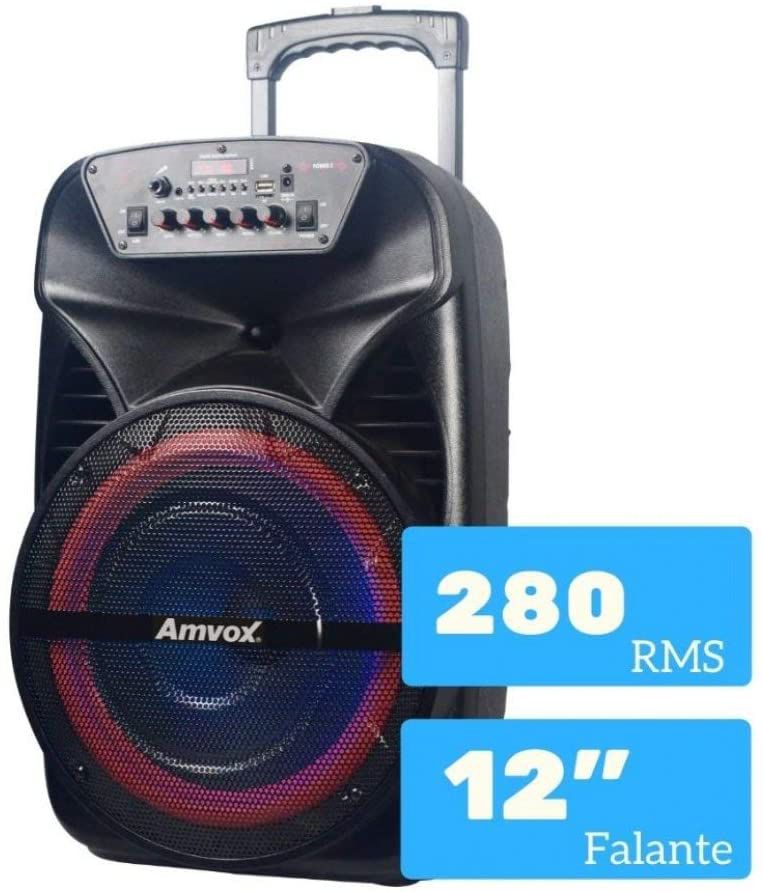 Caixa Som Amplificada Bluetooth 3000W Rms 6 Sub Mp3 Fm Usb Sd Aux Led  Bivolt Amvox