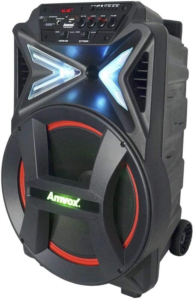 Caixa Som Amplificada Bluetooth 3000W Rms 6 Sub Mp3 Fm Usb Sd Aux Led  Bivolt Amvox