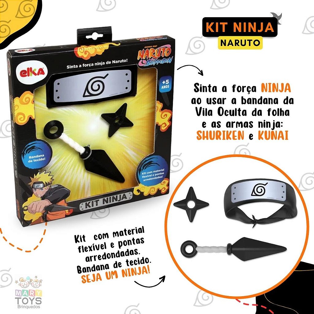 Kit Naruto Shippuden - Boneco Naruto + Kunai + Bandana Infantil