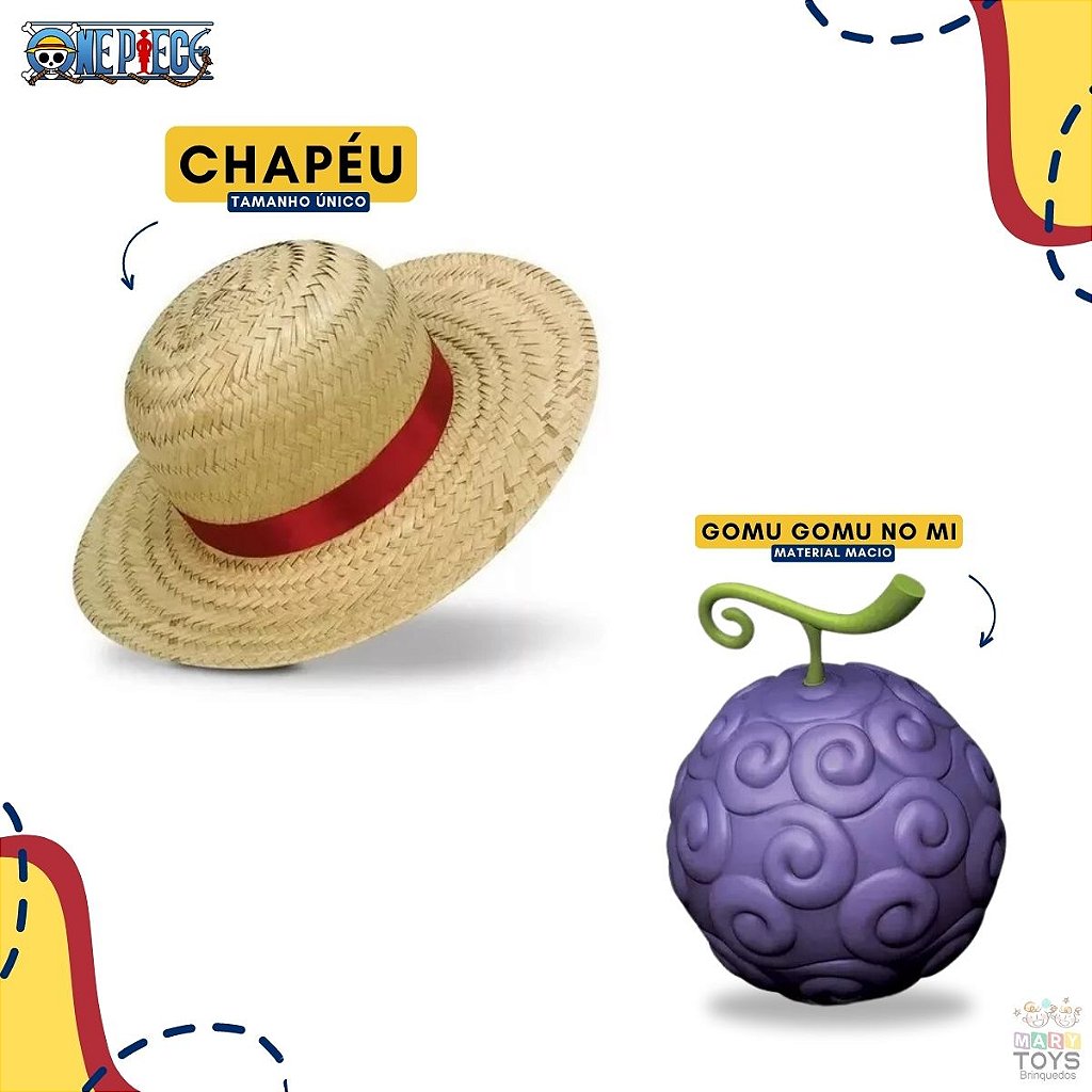 Fantasia Luffy One Piece Colete Chapeu E Gomu Gomu No Mi - Elka no Shoptime