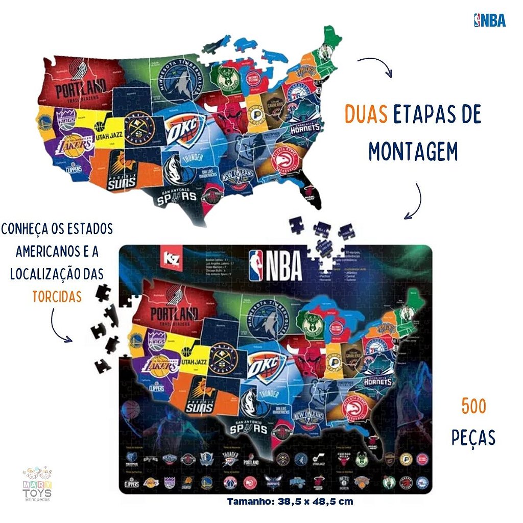 Quebra-cabeça 200 Peças - NBA - Mary Toys Brinquedos