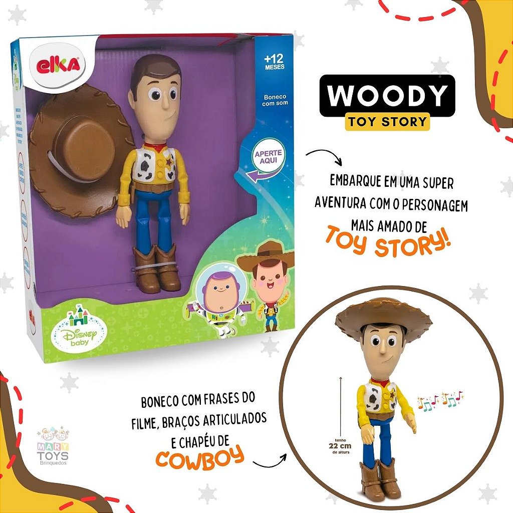 Boneco Articulado Elka Disney Pixar Toy Story Meu Amigo Woody