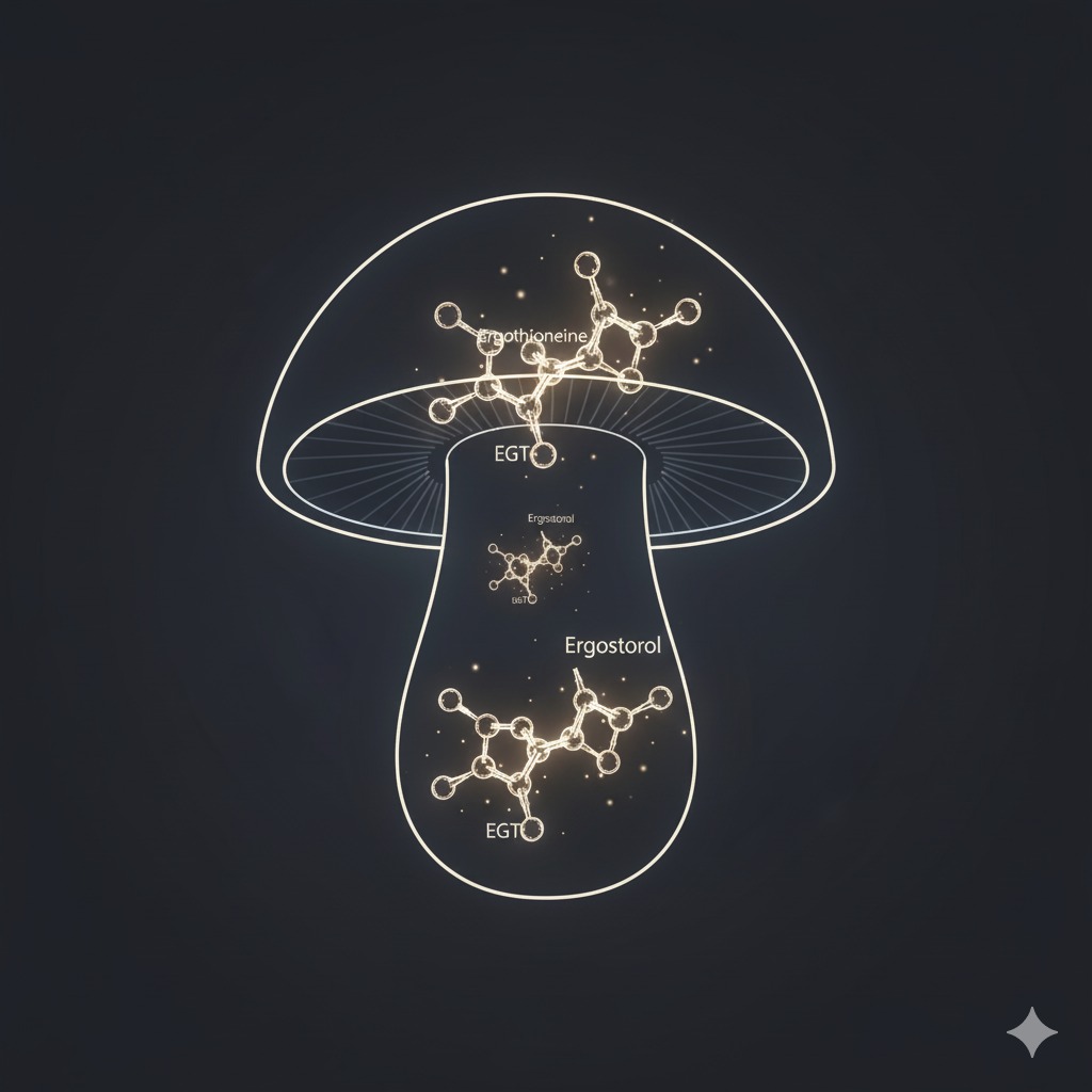 Compostos bioativos de cogumelos, incluindo ergotioneína com ação antioxidante