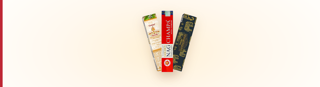 Tres caixas de incenso indiano: Flor de Laranjeira, Nag Champa e Sandalwood