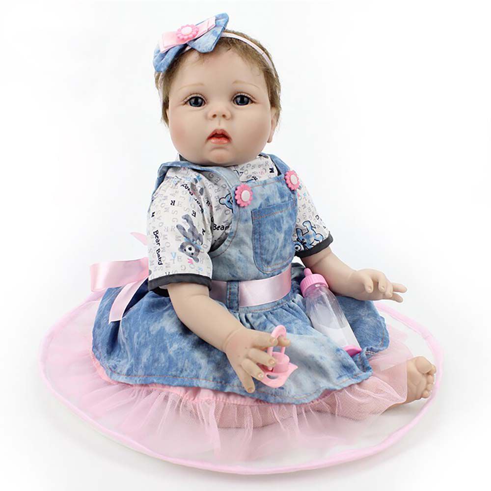 Boneca Bebe Reborn Laura Baby 22 Polegadas Boneca Reborn De Silicone Realista Com Vestido Mamadeira E Chupeta Magnetica Npk Dolls