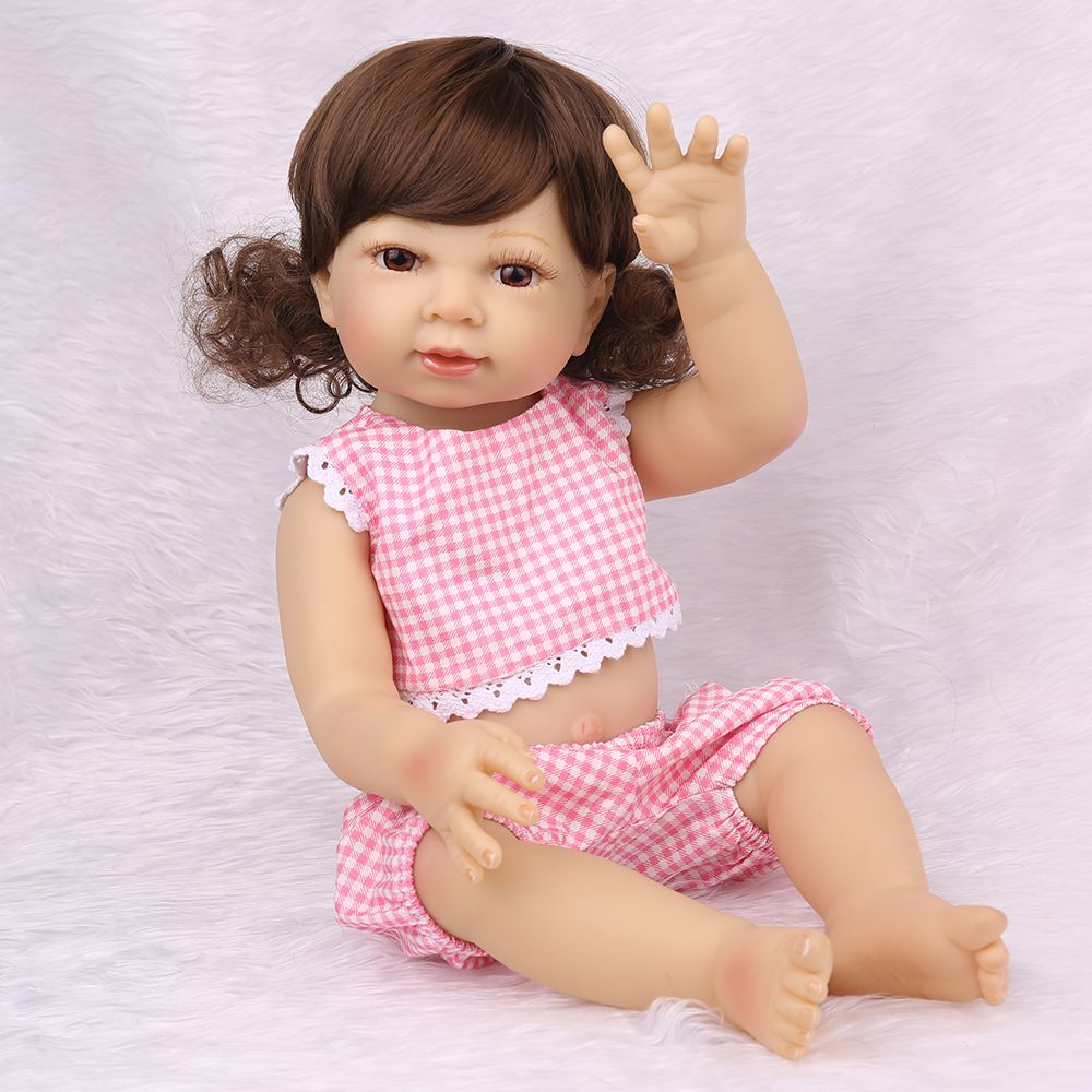 Boneca Bebe Reborn Laura Baby 45 Cm Realista Recem Nascido Silicone Vinil Corpo Todo Roupa Xadrez Npk Dolls