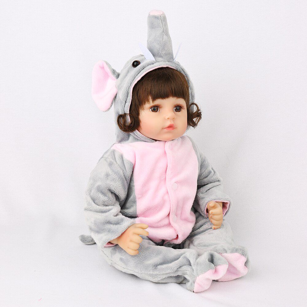 Boneca Bebe Reborn Laura Baby 45 Cm Silicone Rosto E Corpo Pano Reborn Boneca Realista Menina Roupa De Elefantinho Npk Dolls