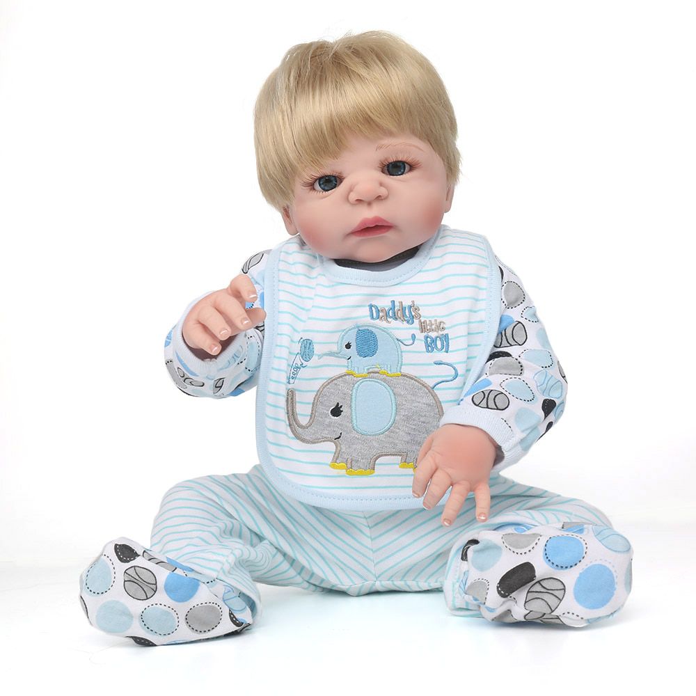 Boneca Bebe Reborn Laura Baby Boneca Completa De Silicone Corpo 55 Centimetros Menino Reborn Cabelo Loiro Muito Realista Npk Dolls