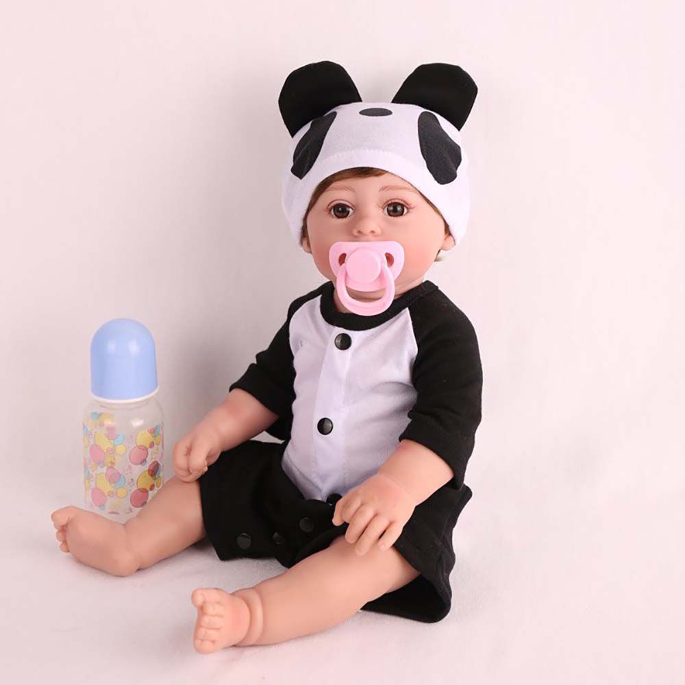 Boneca Bebe Reborn Panda 16 Polegadas 45 Cm Completa Vinil Banheira Menina Moda Bonito Recem Nascido Npkdoll Npk Dolls