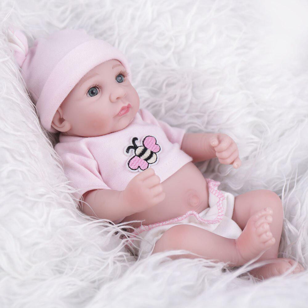 Boneca Mini Bebe Reborn 10 Polegadas 25cm Completa De Silicone Recem Nascido Boneca Menina Npk Dolls