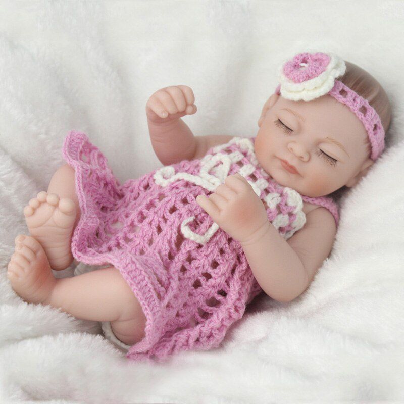 Boneca Mini Bebe Reborn De 10 Polegadas Corpo Todo De Silicone Sono Recem Nascido Bebe Reborn Boneca Realista Npk Dolls