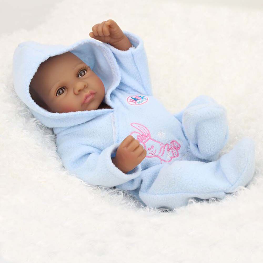Boneca Mini Bebe Reborn Negro 10 Polegadas 28cm Completa Silicone Recem Nascido Fofo Bebe Super Realista Npk Dolls
