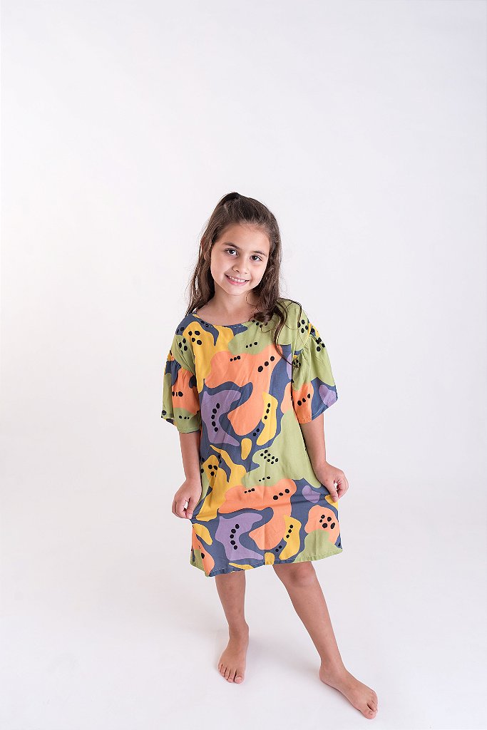 Vestido Infantil Estampado Camuflado Mariposita Kids Roupas