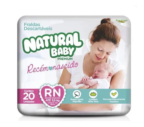 Fralda Descartável Natural Baby Premium RN - 20 Unidades - Emporium das  Fraldas
