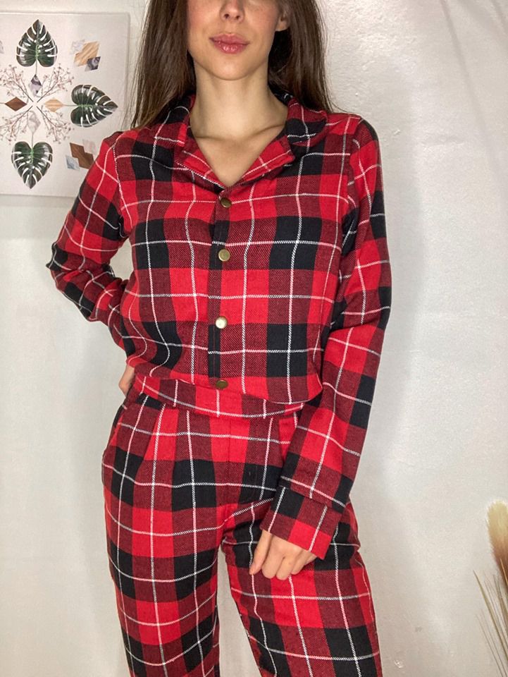 calça pijama xadrez feminina vermelho