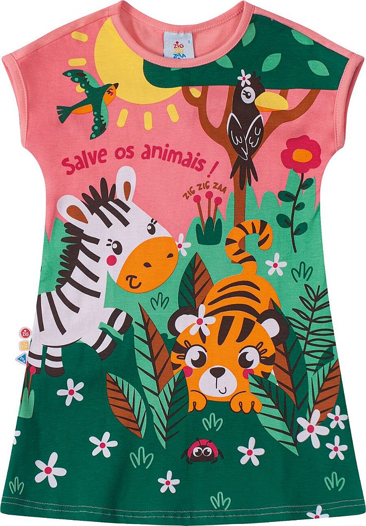 Vestido Estampa Animais Infantil Menina - Malwee Kids - Fabian Rique's