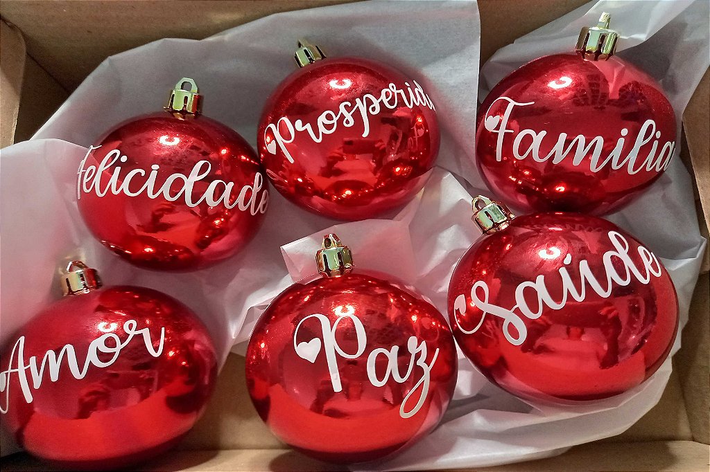 Bolas de Natal Personalizadas Palavras - Maria da Luz Lembrancinhas Bolas de Natal Personalizadas Palavras - Maria da Luz Lembrancinhas