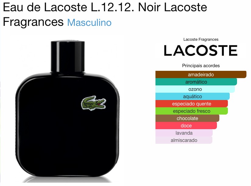 LACOSTE L.12.12 NOIR MASCULINO EAU DE TOILETTE - Beaty Outlet