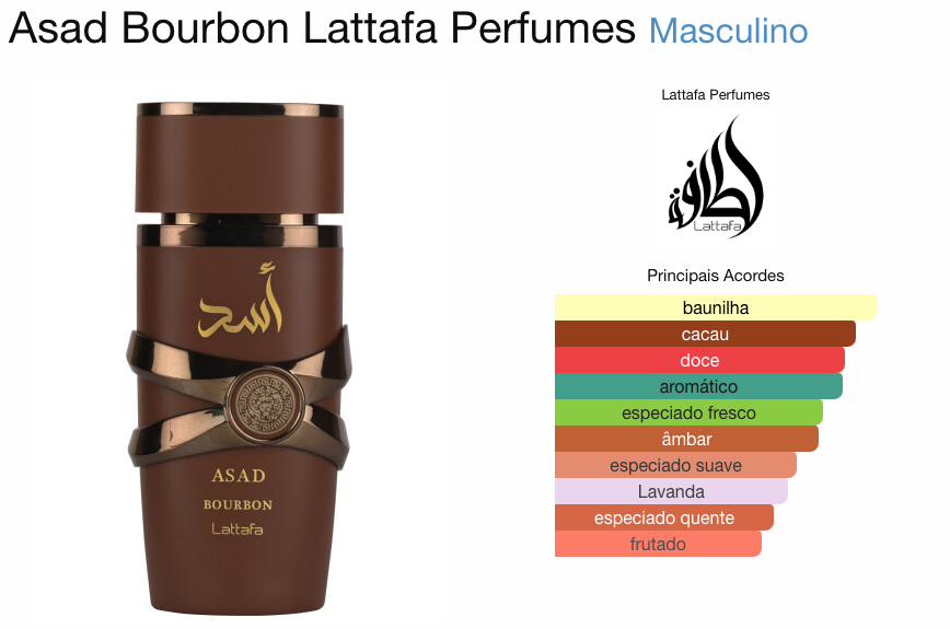 LATTAFA ASAD BOURBON MASCULINO EAU DE PARFUM 100ML - Beaty Outlet