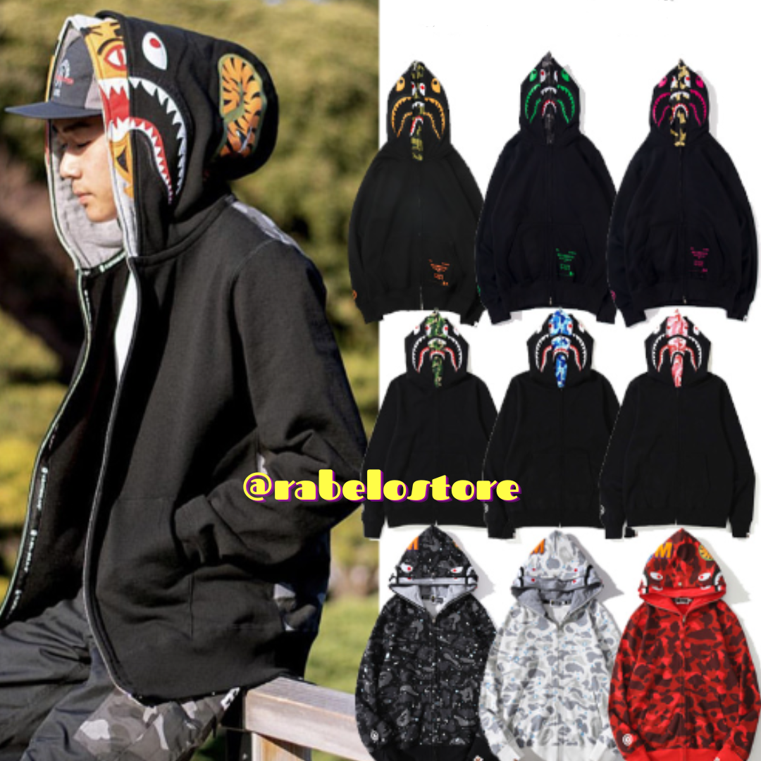 BAPE Color Camo Tiger Shark Full Zip Double Hoodie Rabello Store Tenis Vestuarios Lifestyle e muito mais