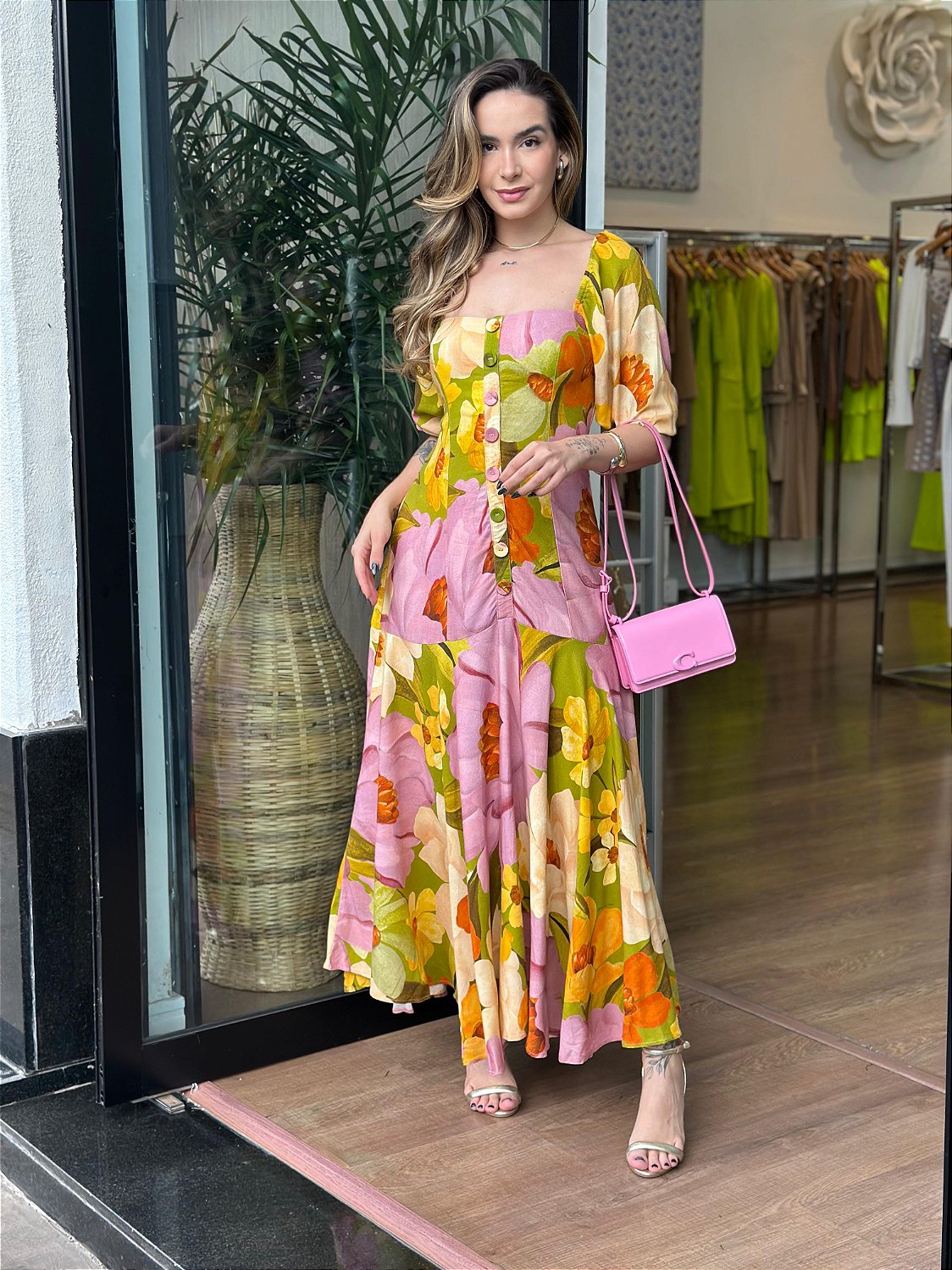 Vestido Farm Vestido Midi Maxi Chita Chita Oriental Vestido Midi