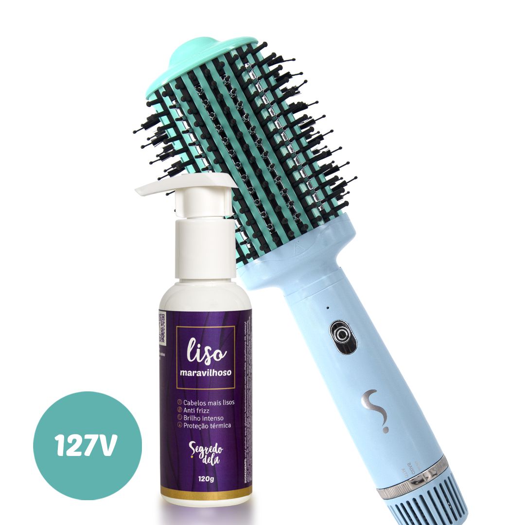 Kit Escova Secadora com Pente Alisador Isabella 110V + Liso - Segredo Dela  - Escova, Secadora e Chapinhas para cabelo