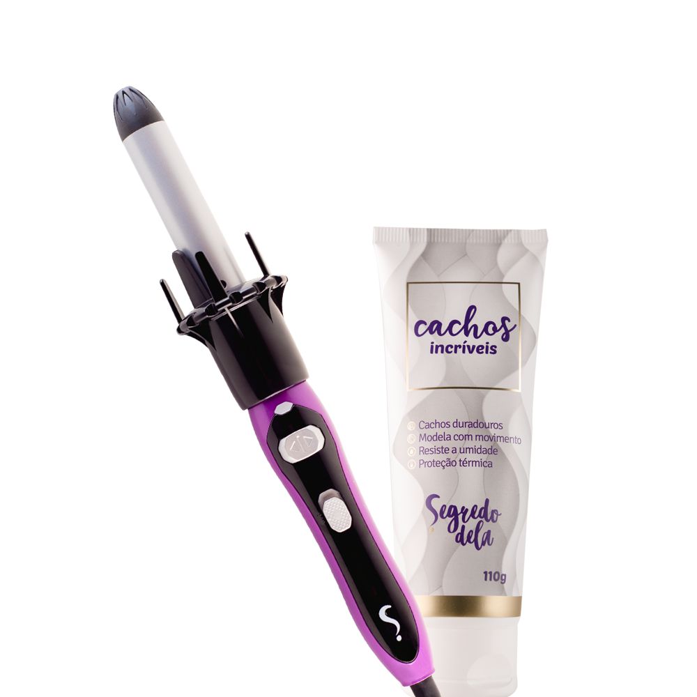 Kit Modelador de Cachos Carol 28mm Bivolt Creme Cachos Segredo Dela Segredo Dela Escova Secadora Secador e Chapinha para cabelo