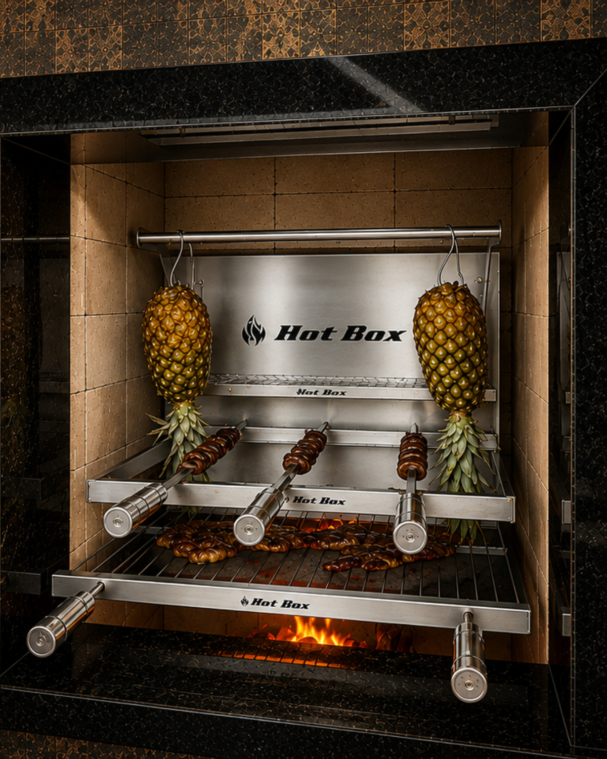 Churrasqueira de alvenaria HotBox Linha Select equipada em inox 304