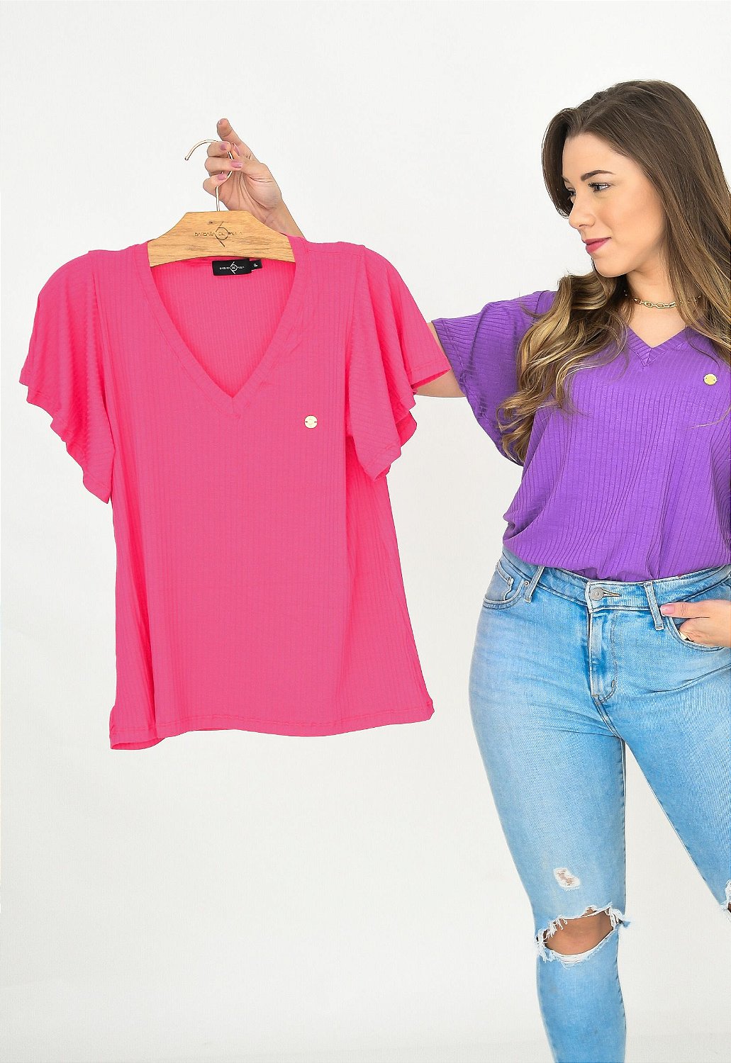 blusas rosa chiclete