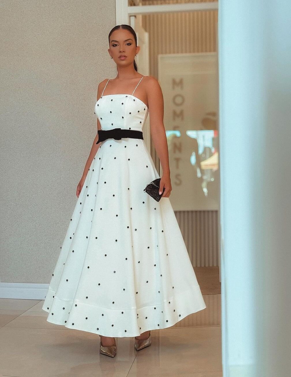 Vestido Midi Em Crepe Alfaiataria Cristal Off-White limonada pink