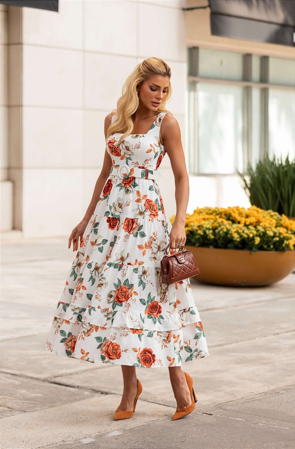 Vestido Midi Floral Vestido Floral Delicado Vestido Midi Estampado