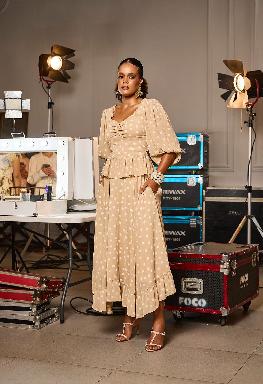 CONJUNTO CHIFFON AVA ESTAMPA POÁ LUZIA FAZZOLLI AdmireR Moda