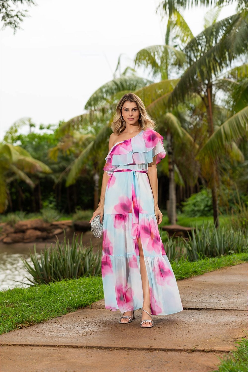 VESTIDO CHIFFON ESTAMPADO FLORAL LUZIA FAZZOLLI AdmireR Moda