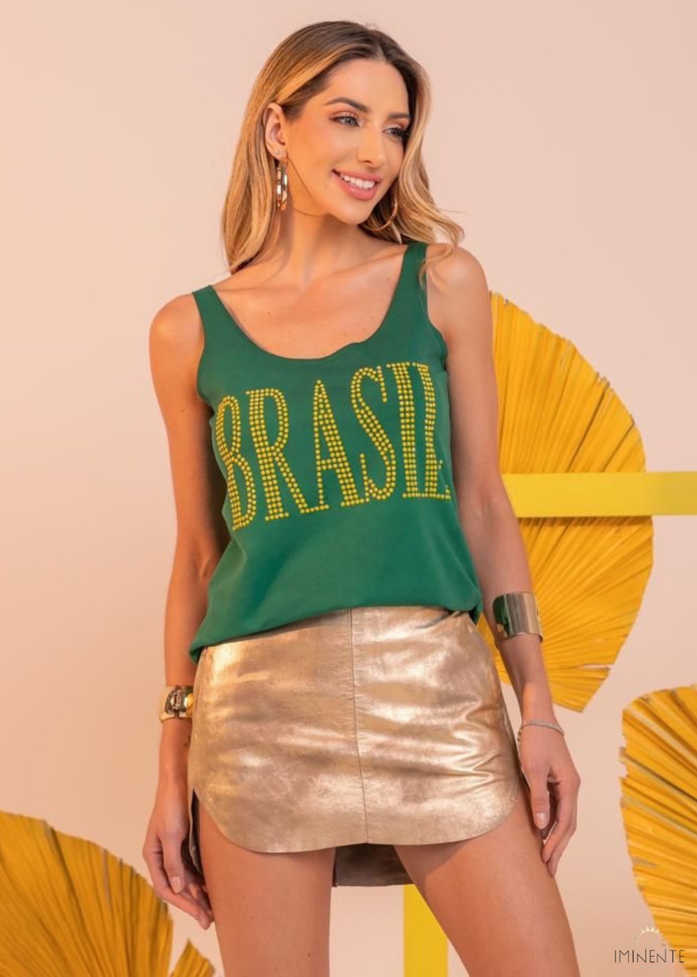 Regata Feminina Brasil Copa do Mundo Estonada Pedraria - Iminente Store