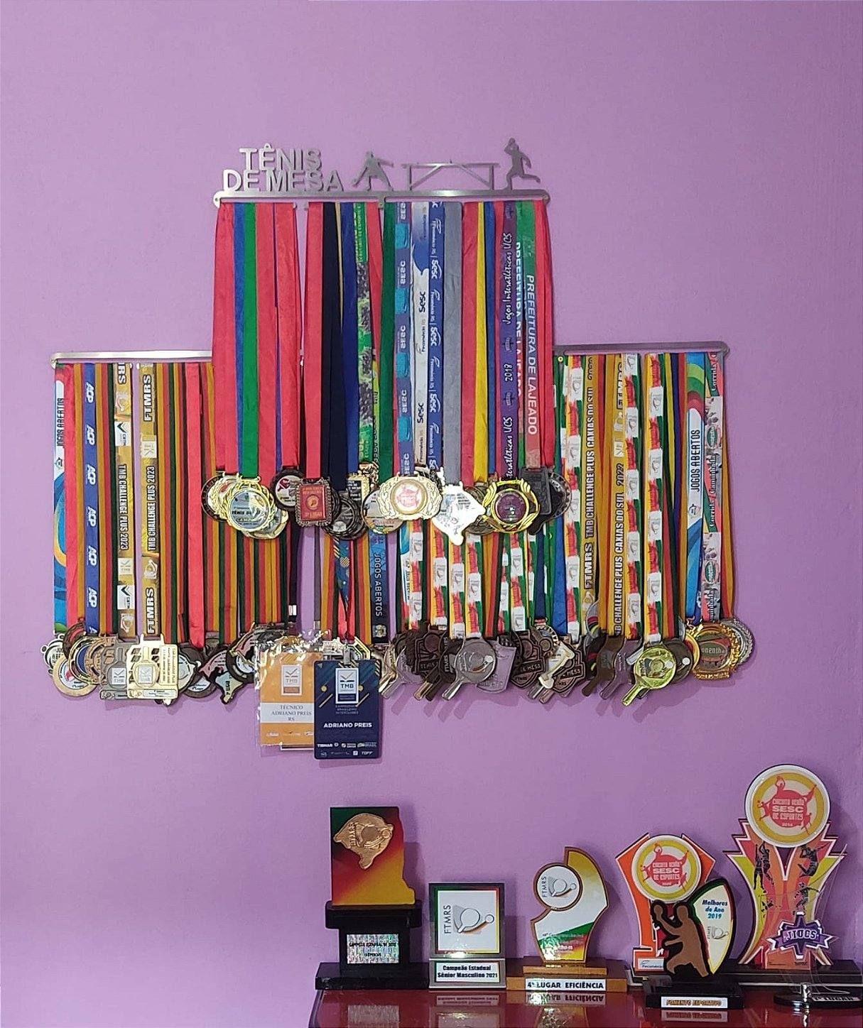 Combo Porta Medalhas Personalizado + Extensores