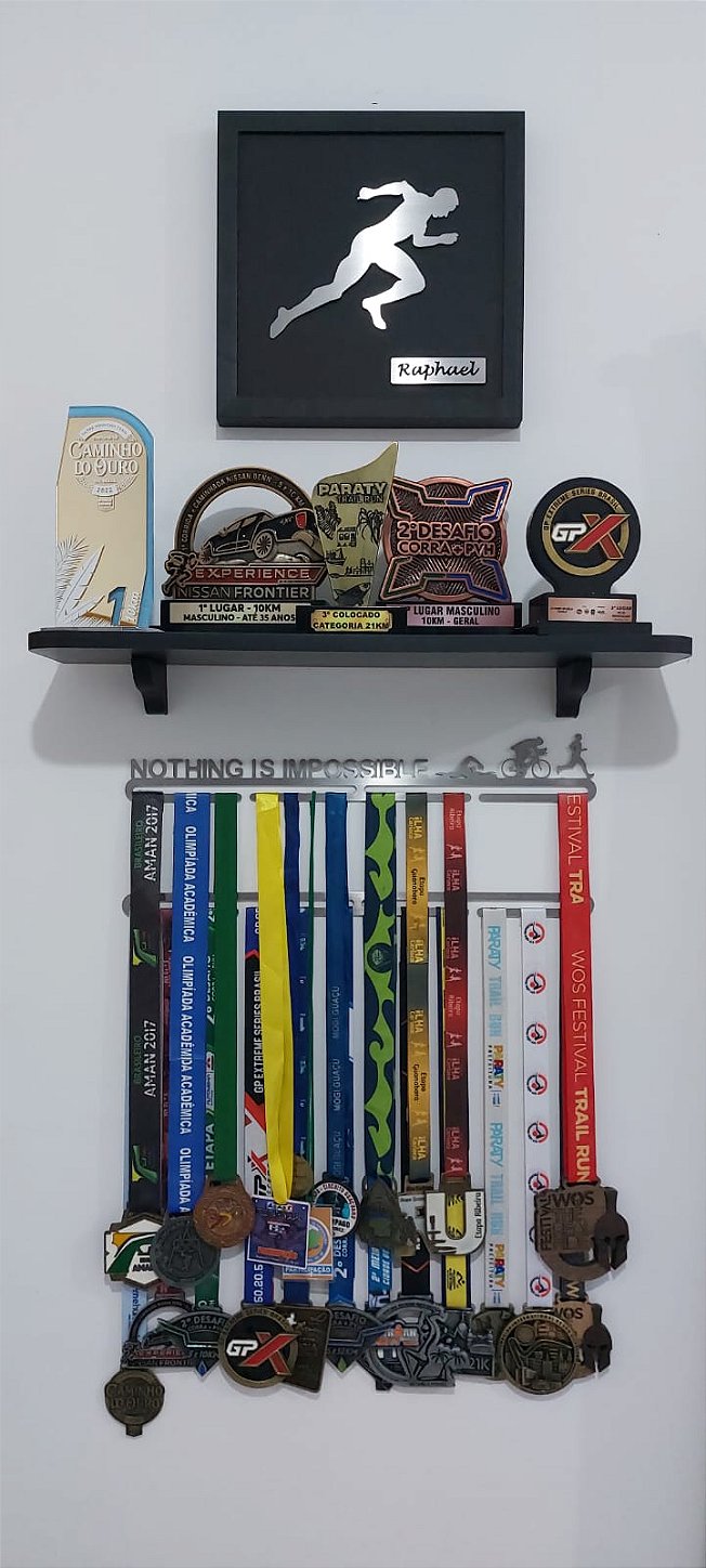 Combo Porta Medalhas Personalizado + Quadro Decorativo
