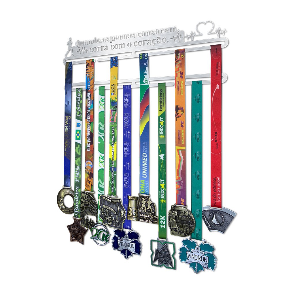 Porta Medalhas Corrida - Quando as Pernas Cansarem, Corra com o Coração.