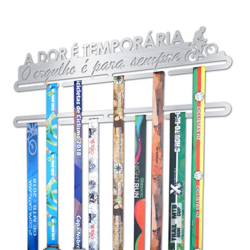 Porta Medalhas Mountain Bike - A dor é temporária, O orgulho é para sempre.