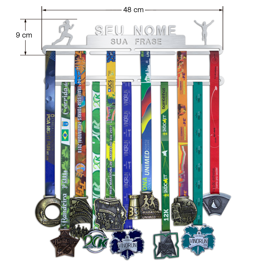 Combo 2 Porta Medalhas Personalizado Com Frase + Extensor