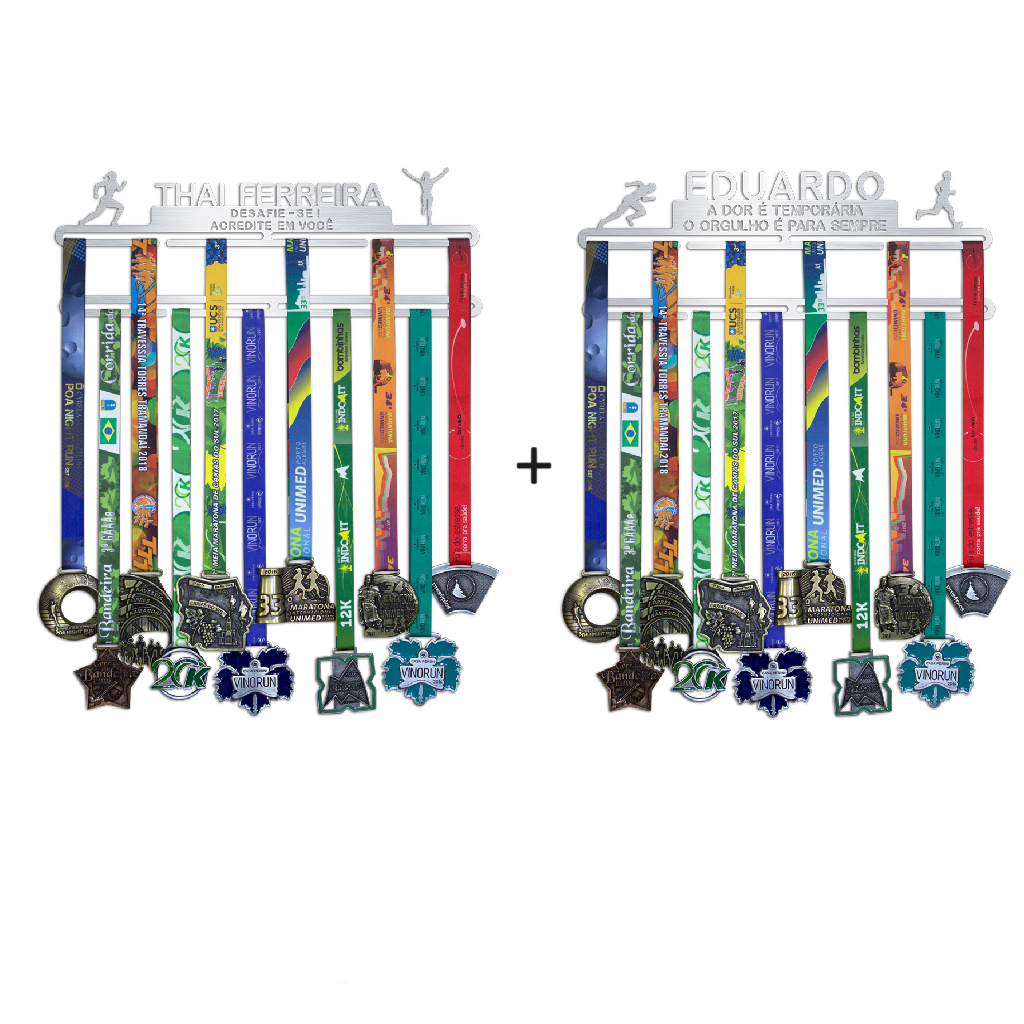 Combo 2 Porta Medalhas Personalizado Com Frase + Extensor