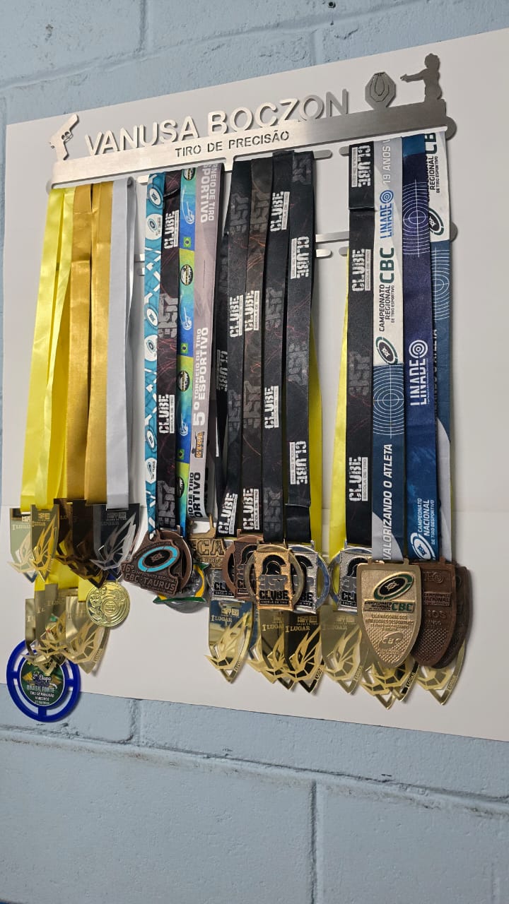 Combo 2 Porta Medalhas Personalizado Com Frase + Extensor